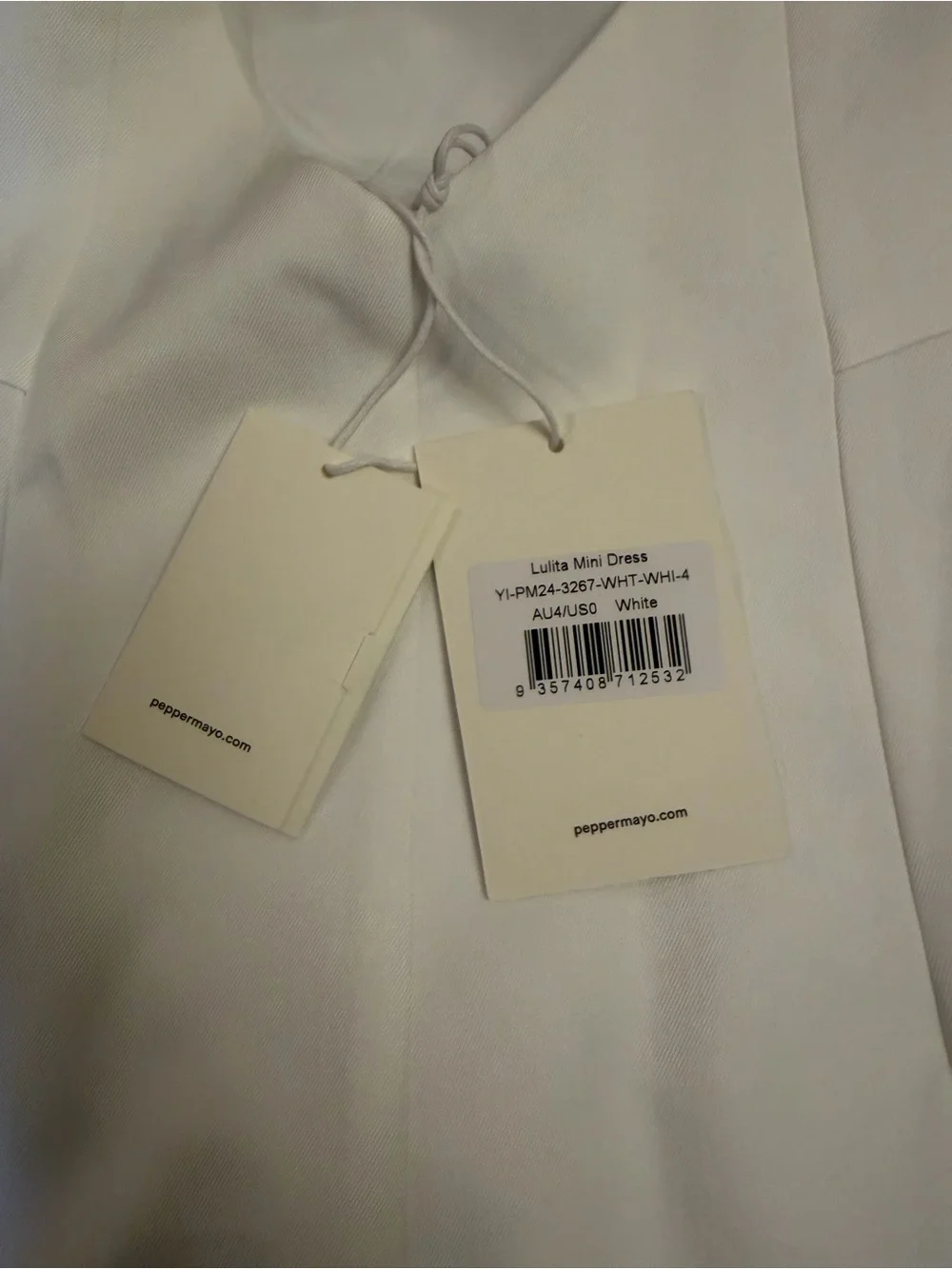 Peppermayo Lulita Mini Dress White High Neck Low Back Size US 0, XXS, New - Picture 6 of 8
